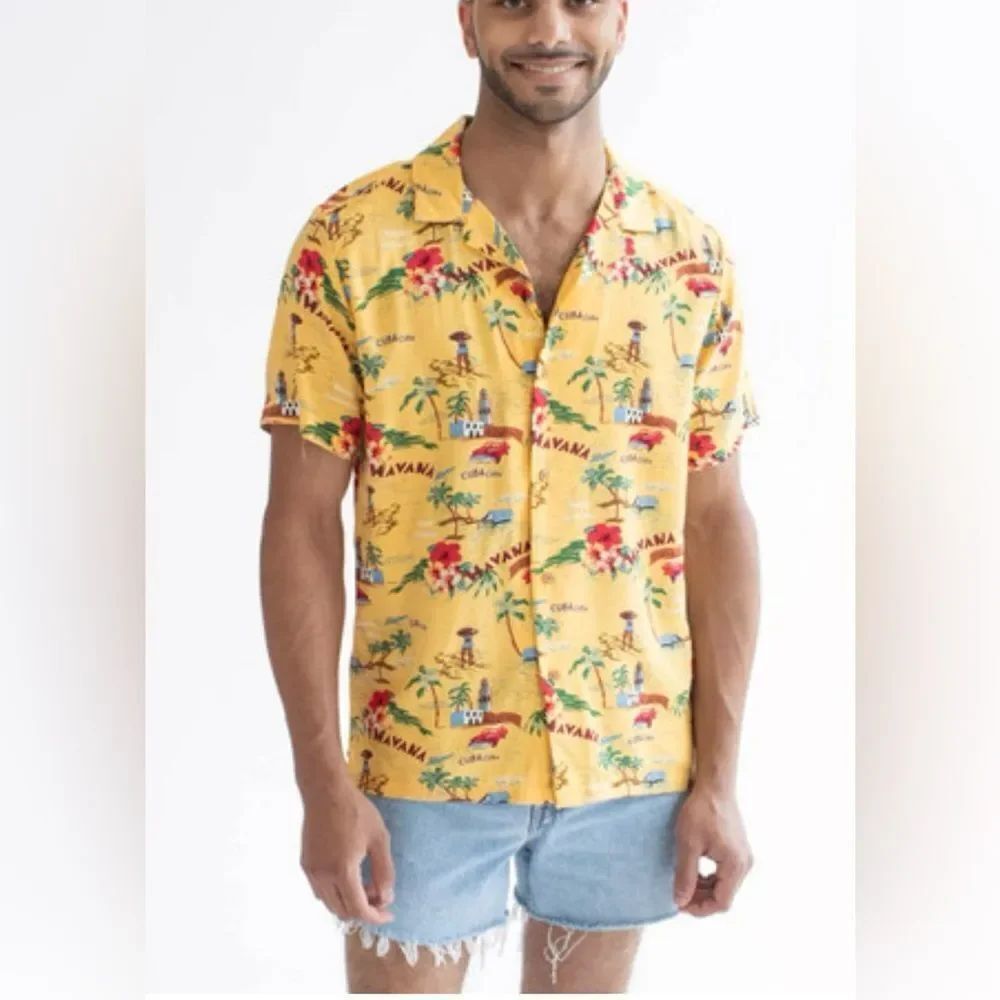 Denim & Flower Ricky Singh Hawaiian Shirt Havana Cuba S